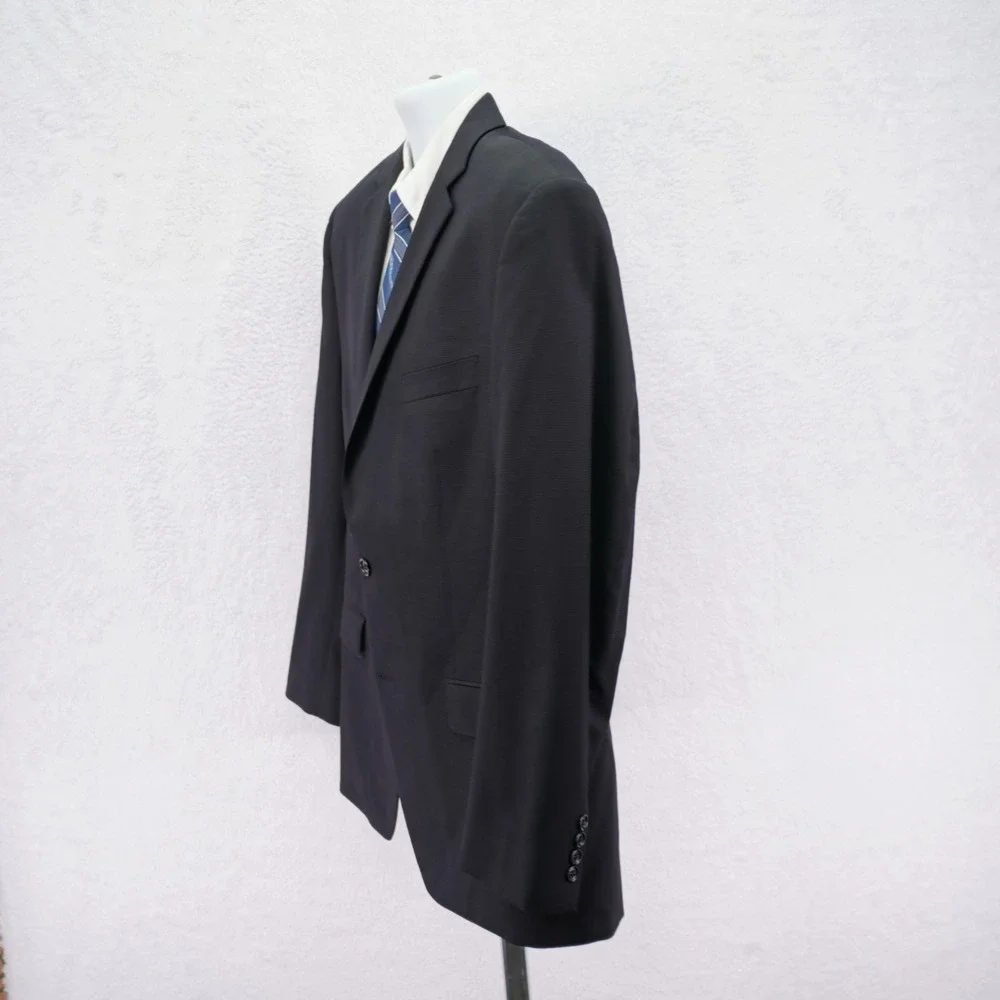 Calvin Klein Textured Wool Blend Blazer 42R Black Gray Birdseye‎